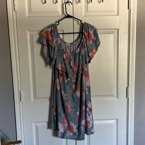 blue and pink floral dress